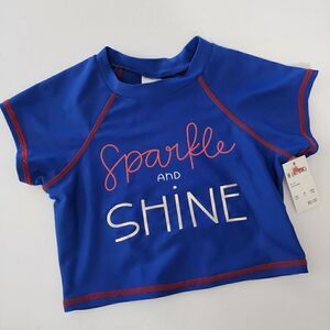 NWOT - Girls S,‎ M rashguard swim top by Cat & Jack Blue